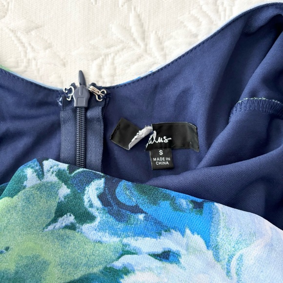 Lulus Flowery Passion Blue Floral Print Cowl Neck Midi Dress Small - Picture 4 of 9